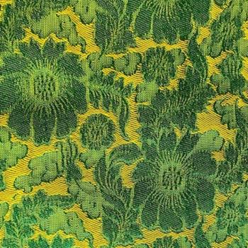 Preview: GREEN YELLOW FLOWERS Seidenjacquard aus Vietnam